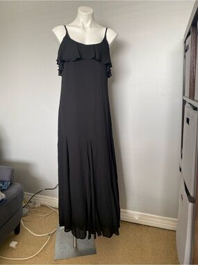 Abercrombie & Fitch Black Ruffle-Trim Maxi Dress
